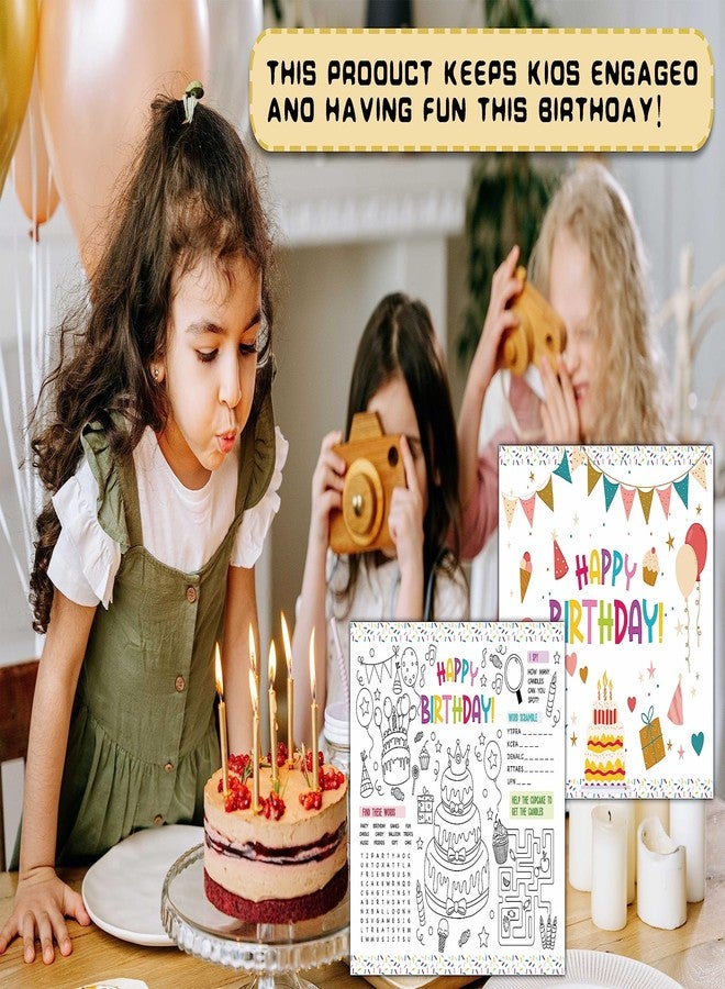 KFNER Birthday Coloring Paper Placemats, Birthday Party Coloring Sheets, Happy Birthday Activities for Kids, Paper Mats for Table Decorations, Home School Classroom Party Supplies -01 - Image 5